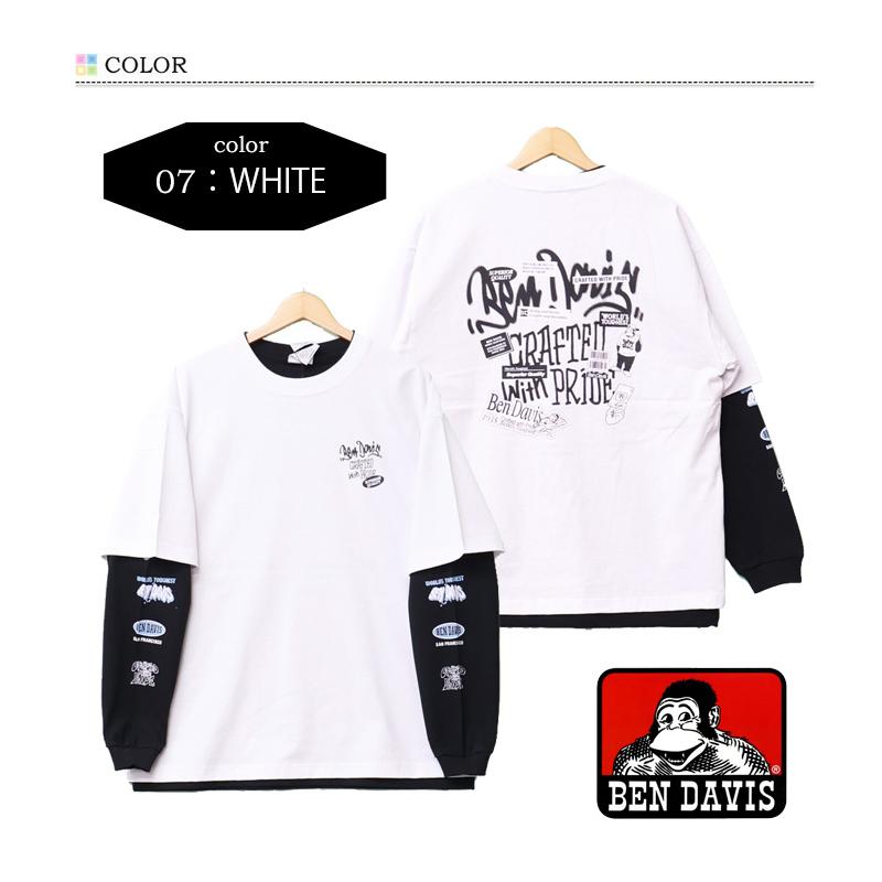 BEN DAVIS（ベンデイビス） ぼかしロゴ レイヤード 長袖Tシャツ 半袖T 
