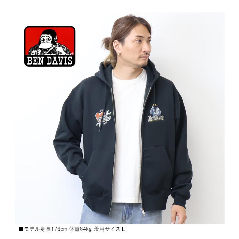 BEN DAVIS（ベンデイビス） スーベニア刺〓 スウェットジップパーカー