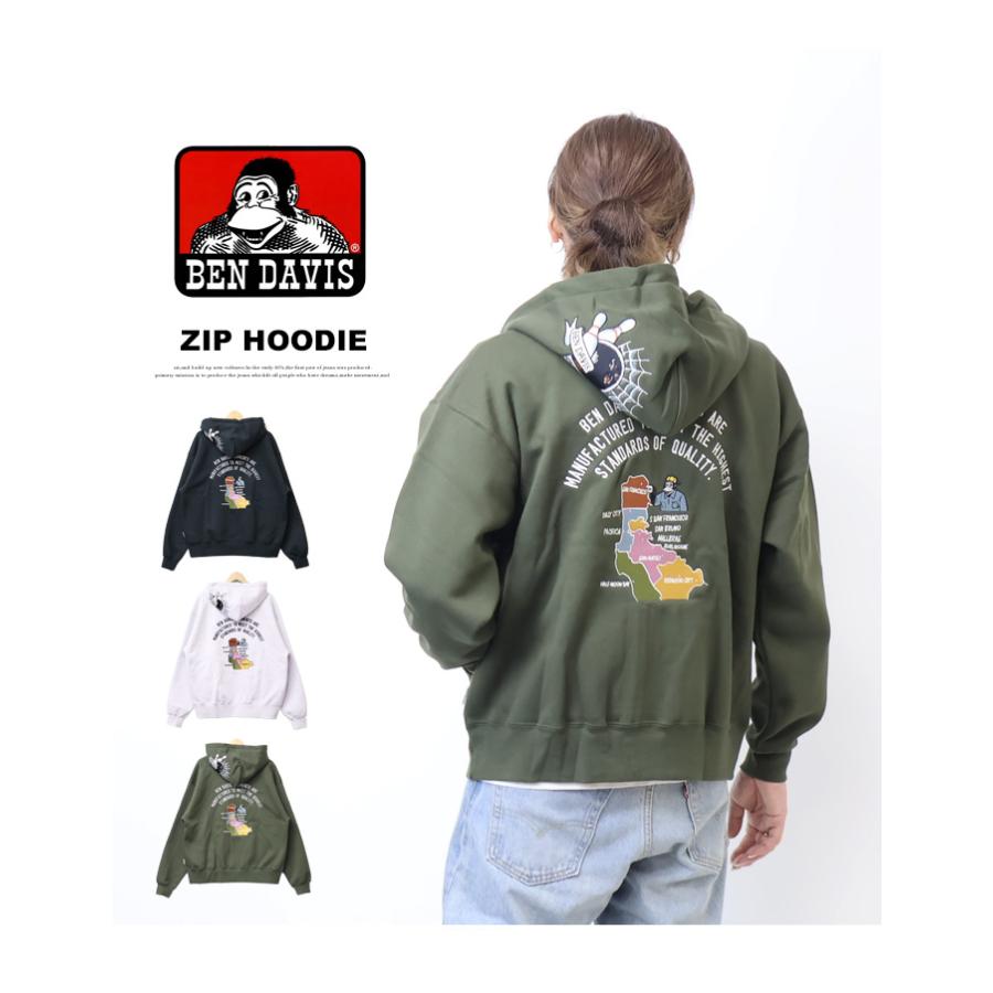 BEN DAVIS（ベンデイビス） スーベニア刺〓 スウェットジップパーカー