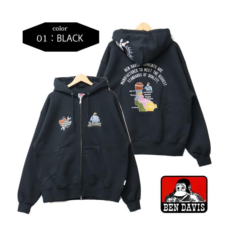 BEN DAVIS（ベンデイビス） スーベニア刺〓 スウェットジップパーカー