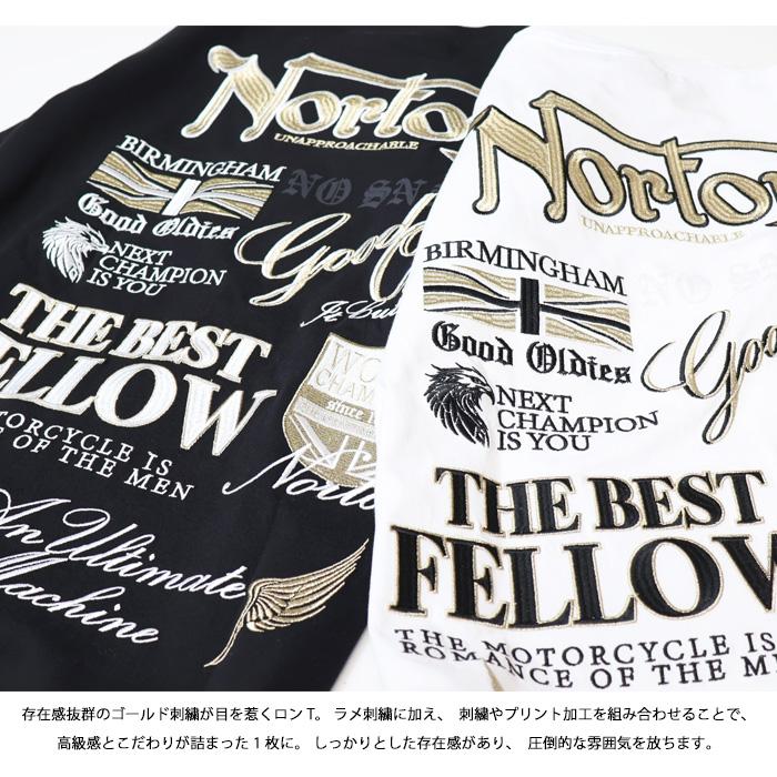 リッチな黄金のロゴ刺繍　在庫希少　ネイビーM　ロンT　  ノートン（NORTON） ゴールド刺繍 MAX ロンT メンズ カットソー 長T