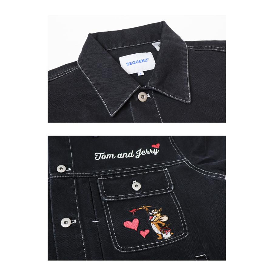 SEQUENZ トムとジェリー 刺繍 デニムジャケット Gジャン ジージャン