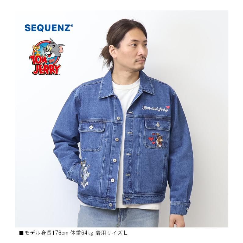 【美品】LEONARDレオナール日本製エンブロイダリー刺繍デニムジャケットL SEQUENZ トムとジェリー 刺繍 デニムジャケット Gジャン ジージャン