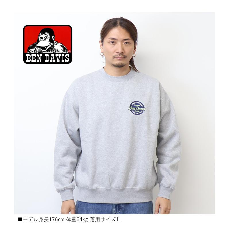 BEN DAVIS（ベンデイビス） SCRIPT刺繍 クルーネックスウェット 裏起毛 トレーナー メンズ ビッグシルエット ゴリラ ベンデビ ...