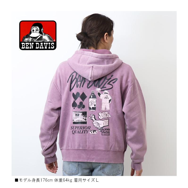 BEN DAVIS（ベンデイビス） ブリーチ加工 プリント スウェットジップ