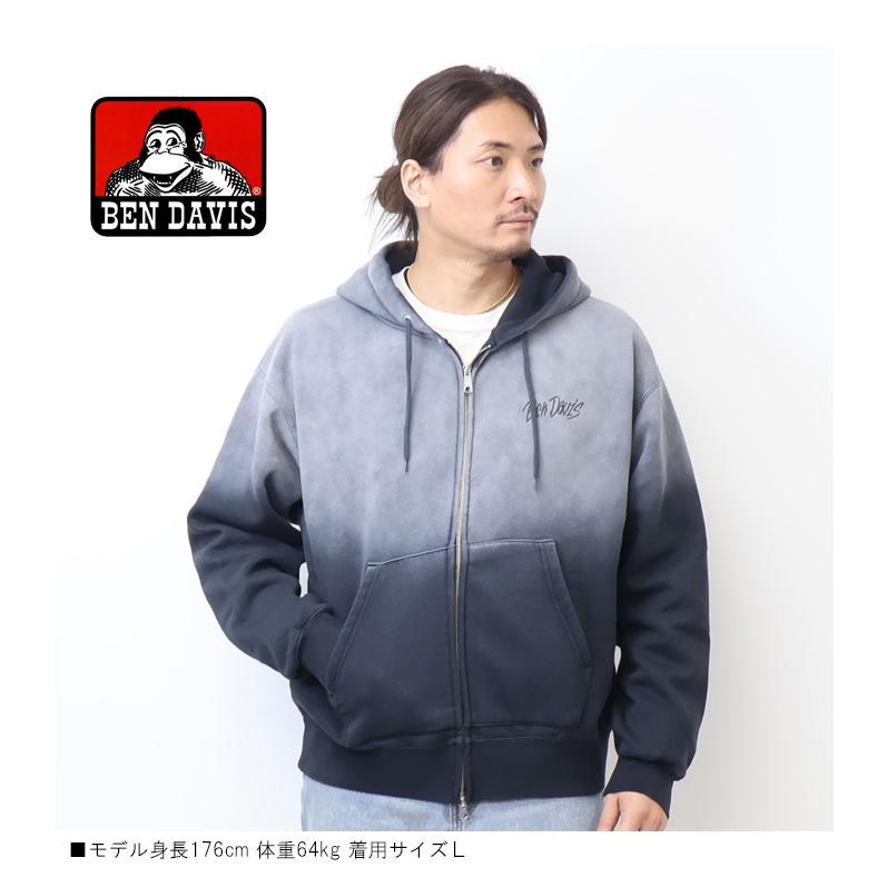 BEN DAVIS（ベンデイビス） ブリーチ加工 プリント スウェットジップ