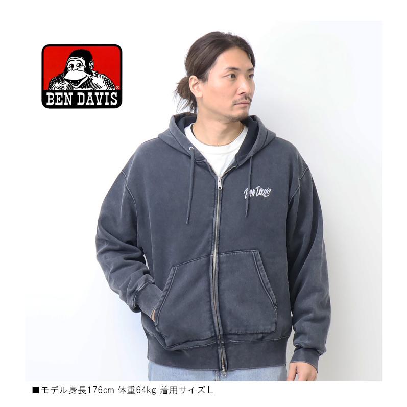 BEN DAVIS（ベンデイビス） ブリーチ加工 プリント スウェットジップ