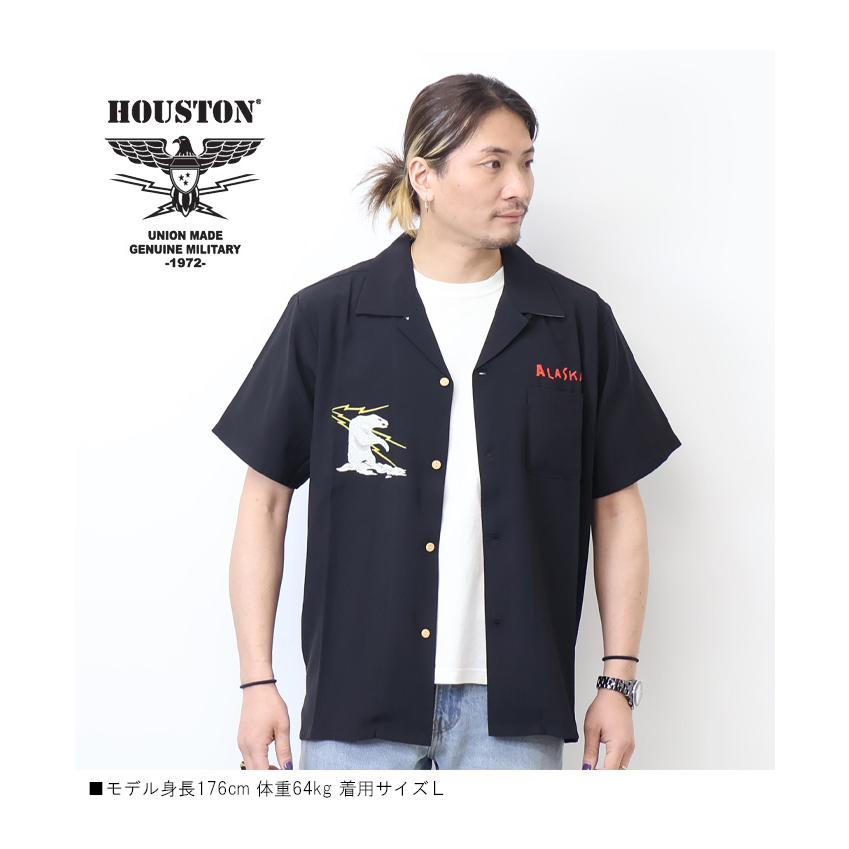 新品未使用 HOUSTON スーベニアシャツ 白熊刺繍 半袖 レーヨン Lサイズ 美品 HOUSTON 白熊刺繍 レーヨン スーベニアシャツ 半袖