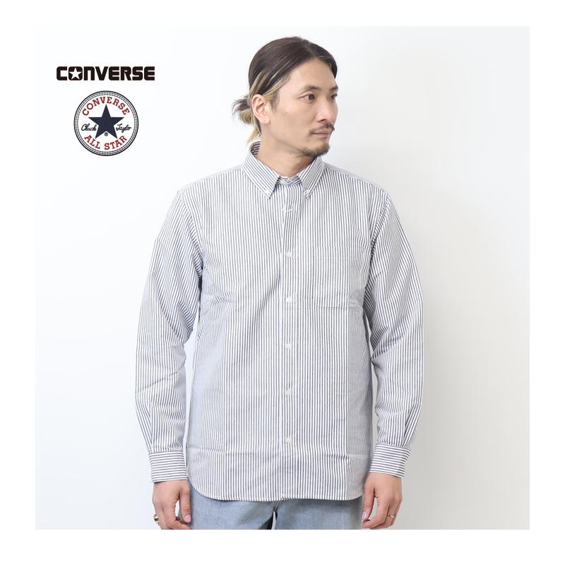 CONVERSE（コンバース） 長袖 ボタンダウンシャツ 無地 ストライプ