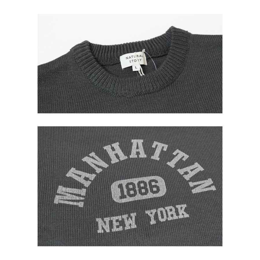 NATURAL STORY ナチュラルストーリー カレッジプリント クルーネック