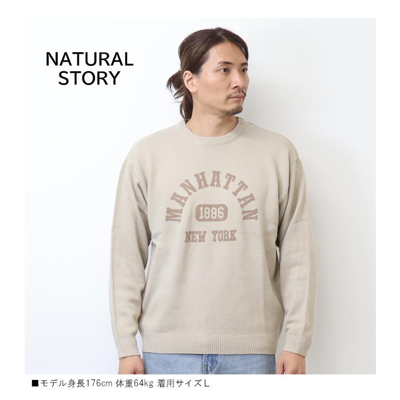 NATURAL STORY ナチュラルストーリー カレッジプリント クルーネック