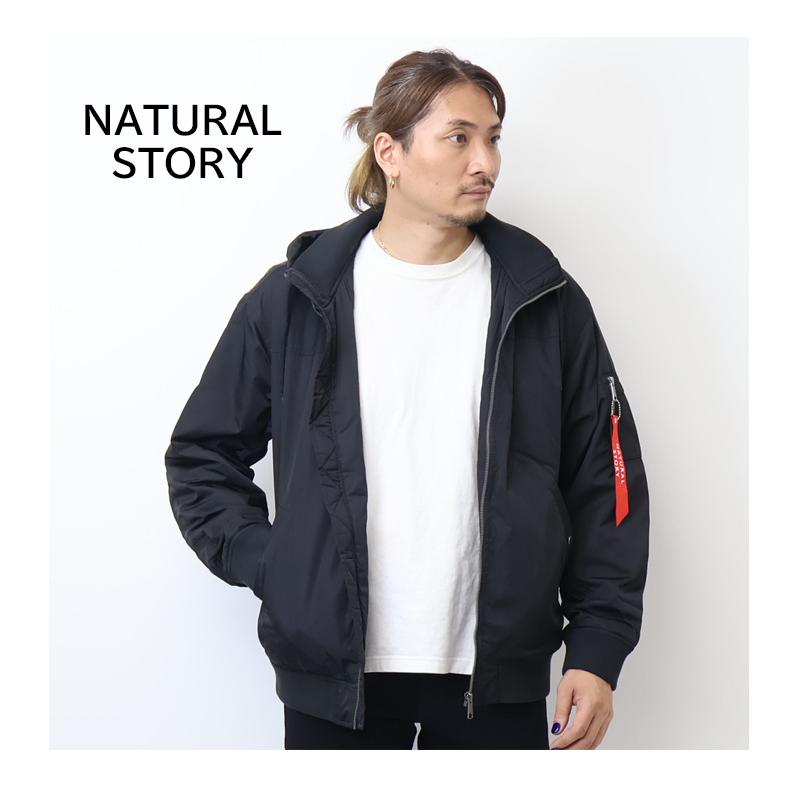 NATURAL STORY 薄中綿 フーデッドリブジャケット ブルゾン メンズ