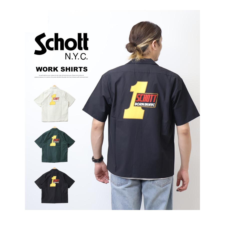 Schott N.Y.C ショット 刺繍 ワークシャツ ボーン イン Schott N.Y.C ショット 刺繍 ワークシャツ ボーン イン