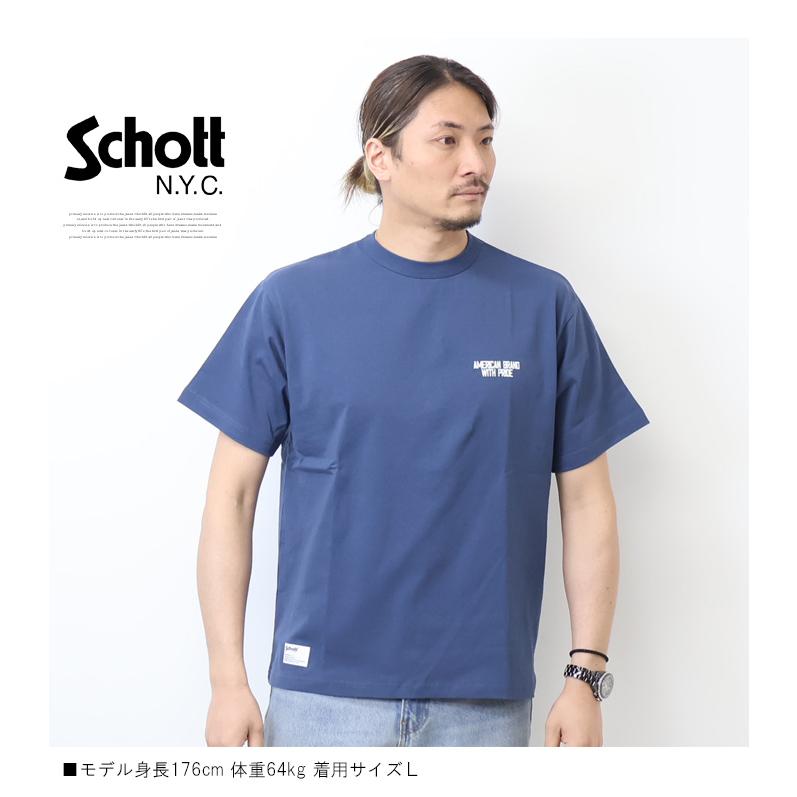 Schott N.Y.C ショット プリント 半袖Tシャツ アメリカンブランド 