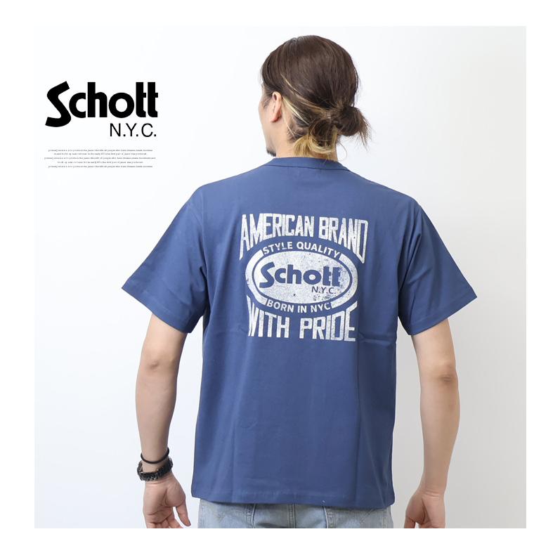 Schott N.Y.C ショット プリント 半袖Tシャツ アメリカンブランド 