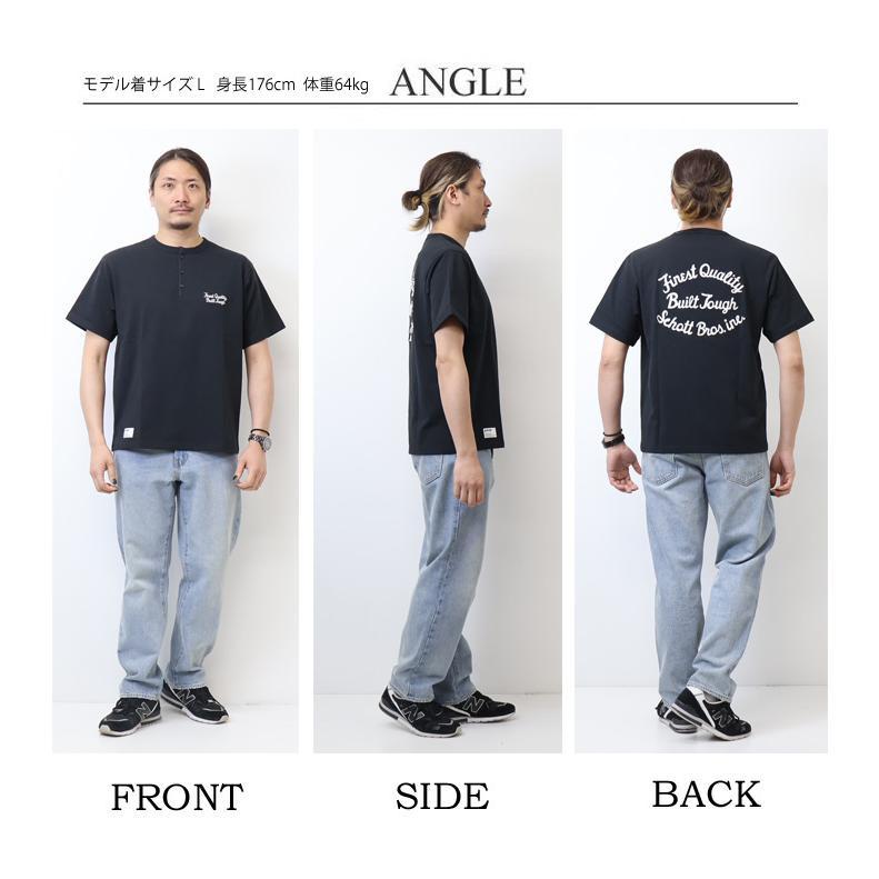 Schott N.Y.C（ショット） Schott ヘンリーネック 刺繍 半袖Tシャツ