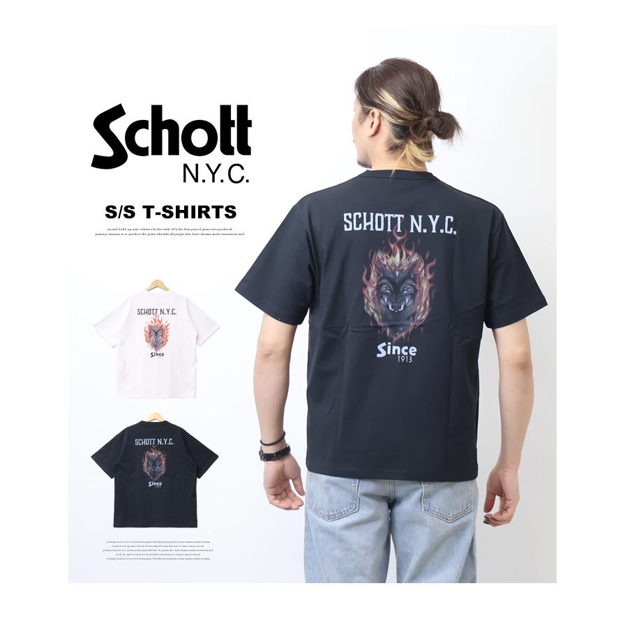 Schott N.Y.C（ショット） Schott プリント 半袖Tシャツ ファイア