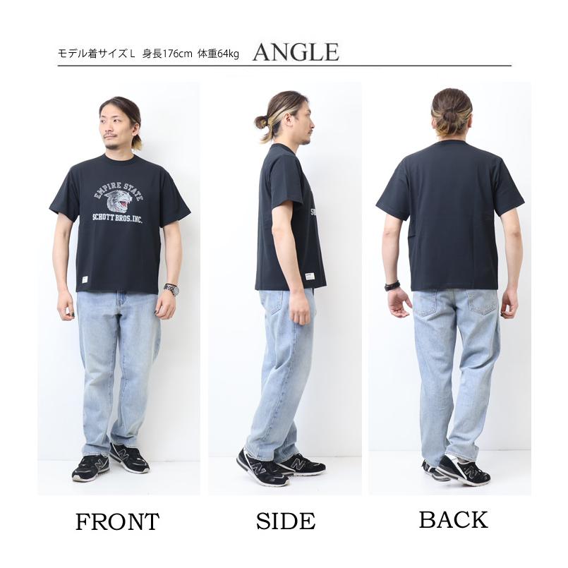 Schott N.Y.C ショット プリント 半袖Tシャツ カラーフロッキー Schott N.Y.C ショット プリント 半袖Tシャツ カラーフロッキー