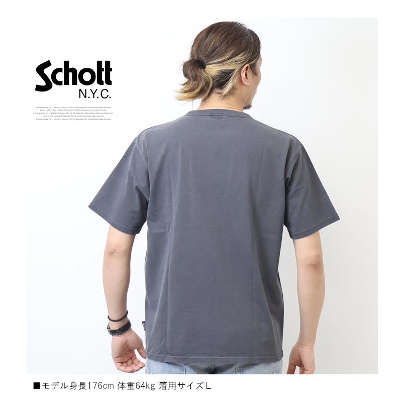 Schott N.Y.C（ショット） Schott ピグメント加工 クルーネック 半袖T