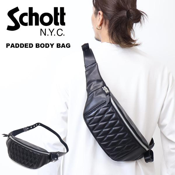【希少】Schott ショット パデッド レザー ボディバッグ ウエストバック Schott N.Y.C（ショット） Schott パデッド レザー ボディバッグ 牛革