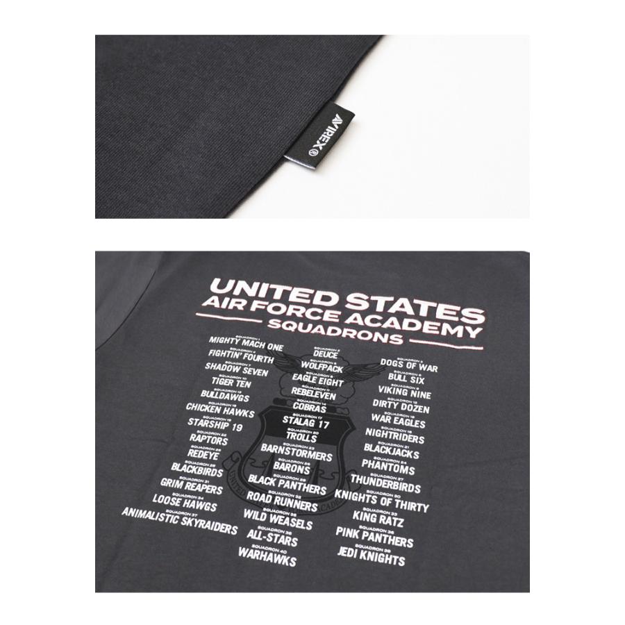 AVIREX（アヴィレックス） 刺繍 プリント 半袖Tシャツ USAFA SQUADRONS