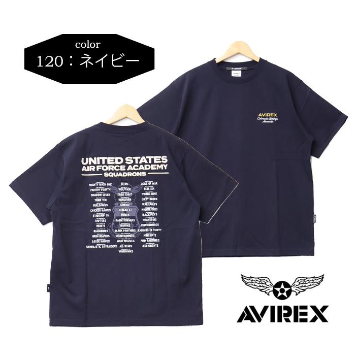 AVIREX（アヴィレックス） 刺繍 プリント 半袖Tシャツ USAFA SQUADRONS