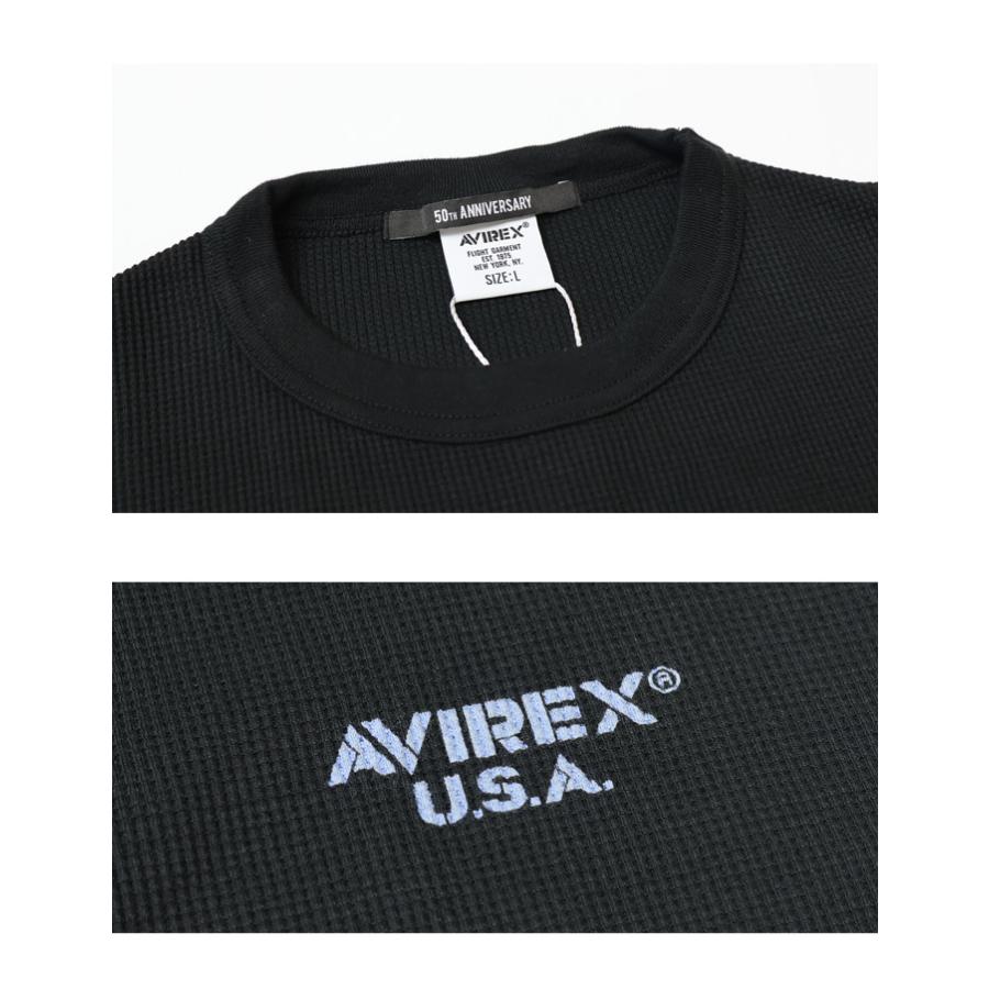 AVIREX（アヴィレックス） ミニワッフル プリント 半袖Tシャツ クルー 