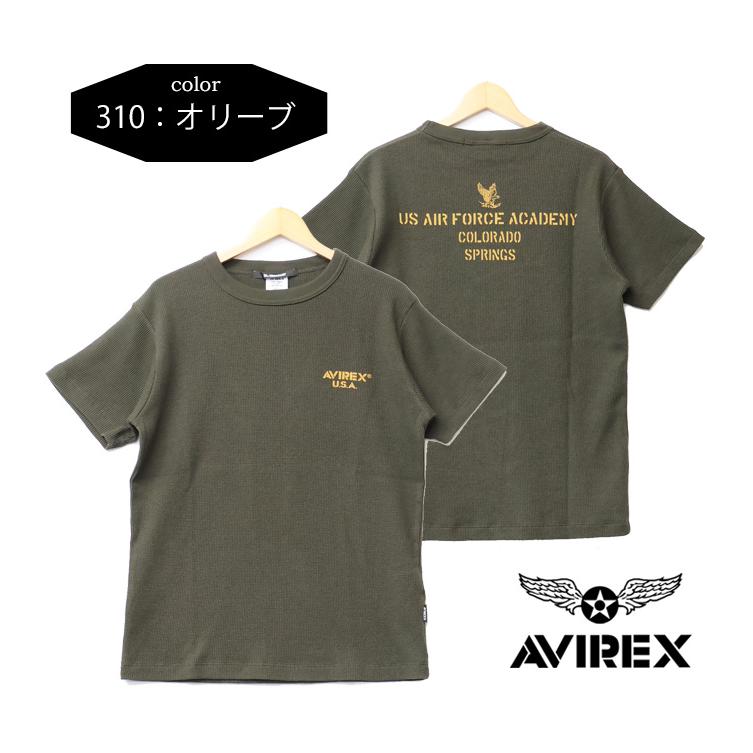 AVIREX（アヴィレックス） ミニワッフル プリント 半袖Tシャツ クルー