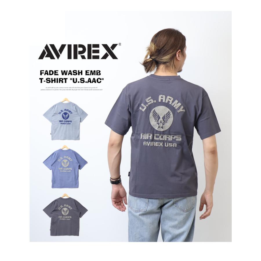 AVIREX（アヴィレックス） フェイドウォッシュ 刺繍 半袖Tシャツ U.S.