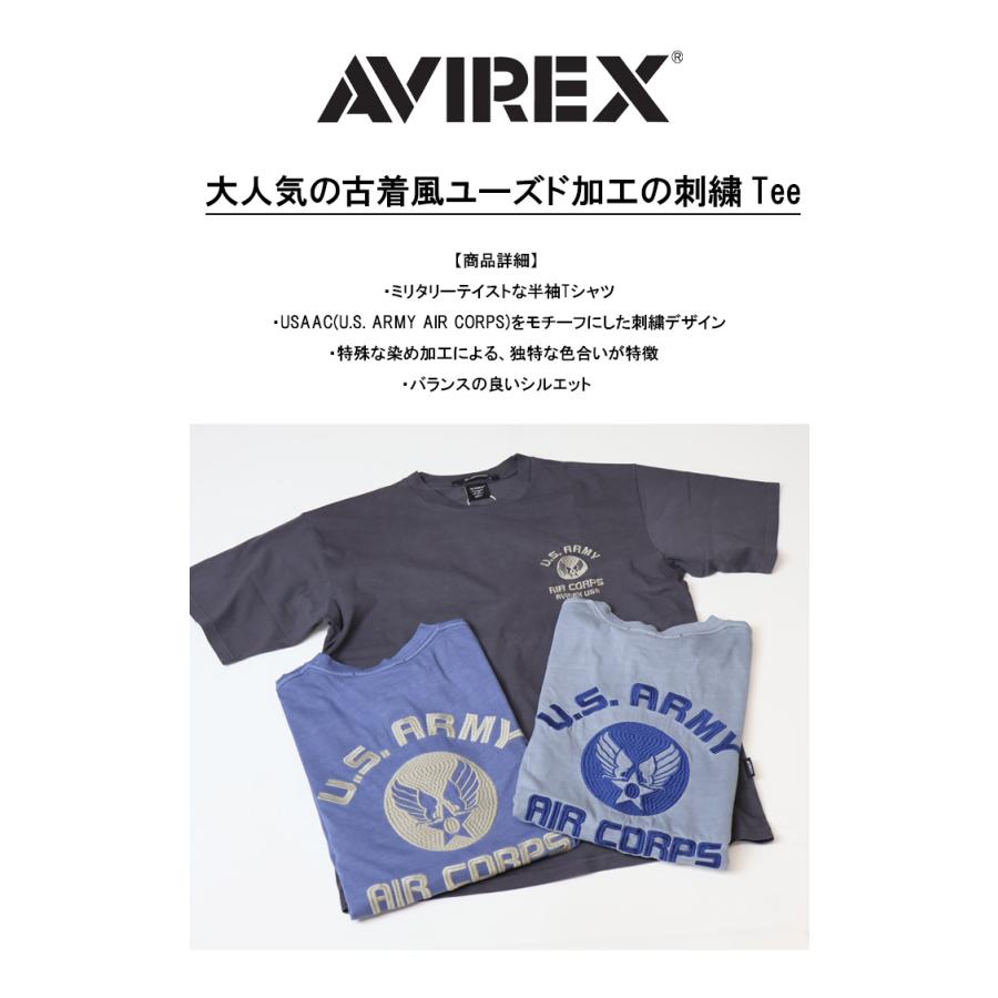 AVIREX（アヴィレックス） フェイドウォッシュ 刺繍 半袖Tシャツ U.S.