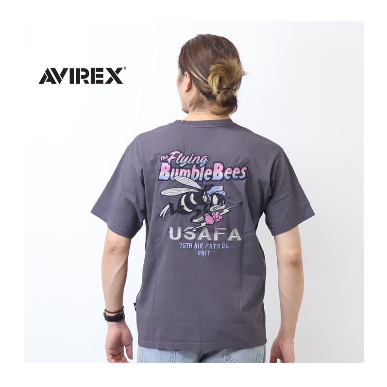 AVIREX（アヴィレックス） フェイドウォッシュ 刺繍 半袖Tシャツ