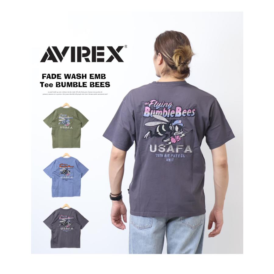 AVIREX（アヴィレックス） フェイドウォッシュ 刺繍 半袖Tシャツ