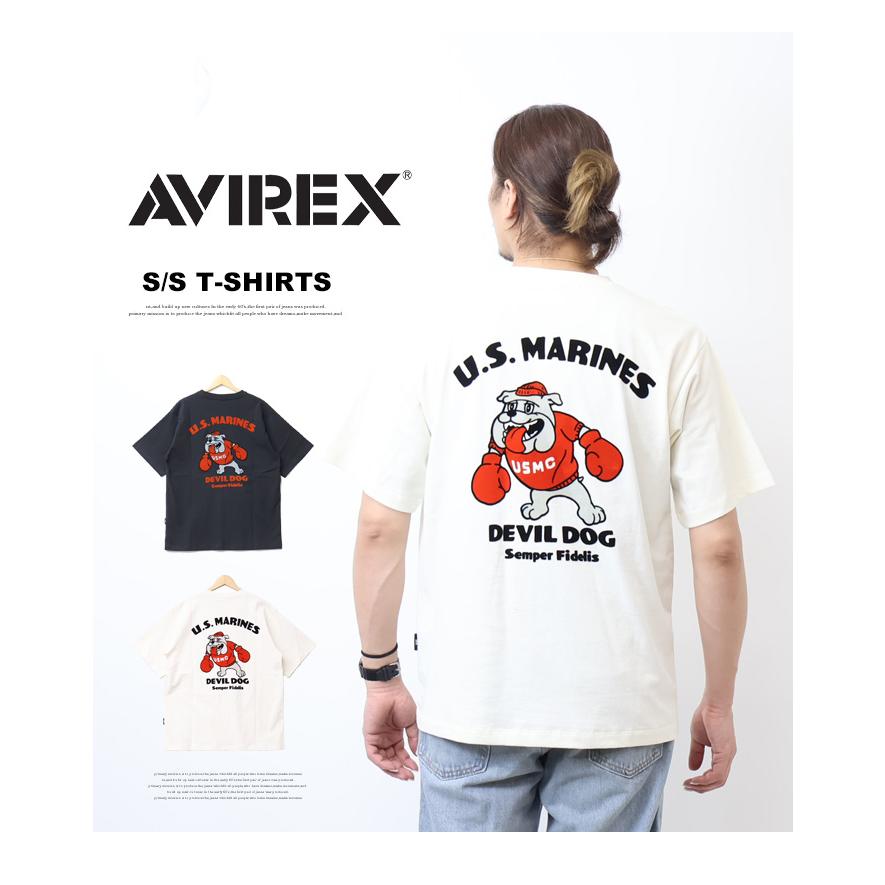 AVIREX アヴィレックス USMC ブルドッグ プリント 半袖Tシャツ