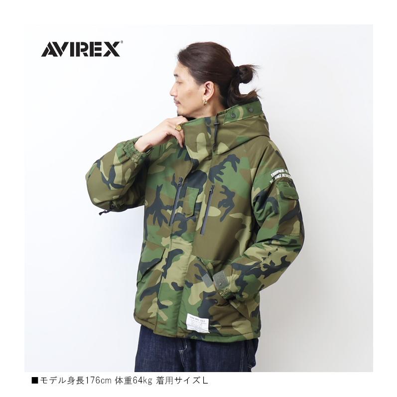 AVIREX カーキ フード付きダウンジャケット AVIREX（アヴィレックス） TYPE ECWCS カスタム ダウンジャケット