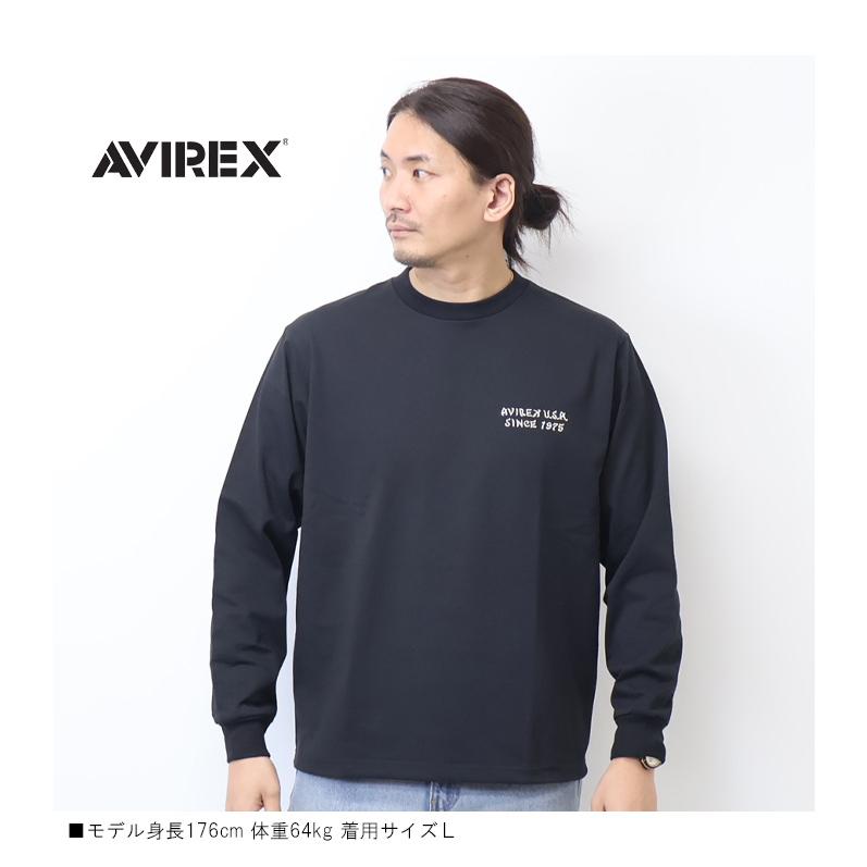 【美品】AVIREX スーベニアシャツ 長袖シャツ M ネイビー 龍 刺繍 男性 AVIREX（アヴィレックス） 長袖Tシャツ スーベニア刺繍 DRAGON CHERRY