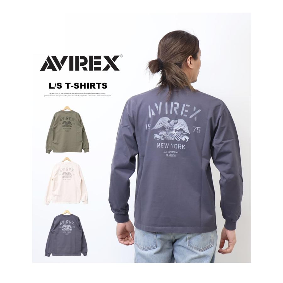 AVIREX（アヴィレックス） ステンシルプリント 長袖Tシャツ メンズ