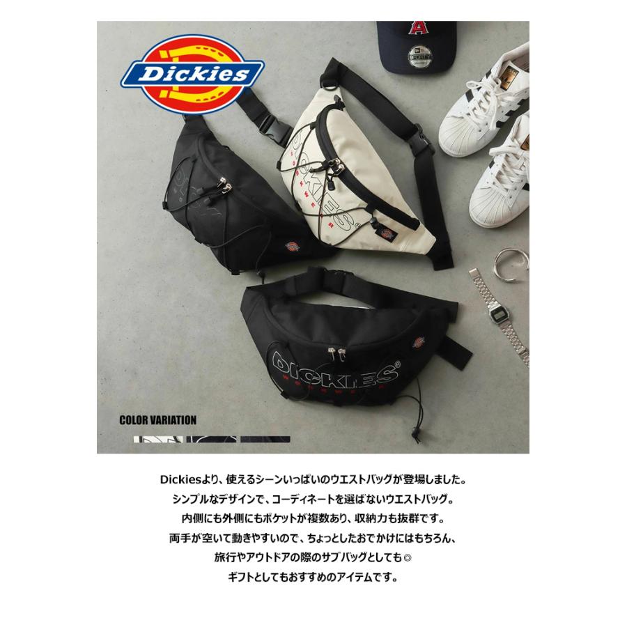 ボディバッグ・ウエストポーチ ブラック ロゴ Dickies（ディッキーズ） アウトラインロゴ ウエストバッグ メンズ