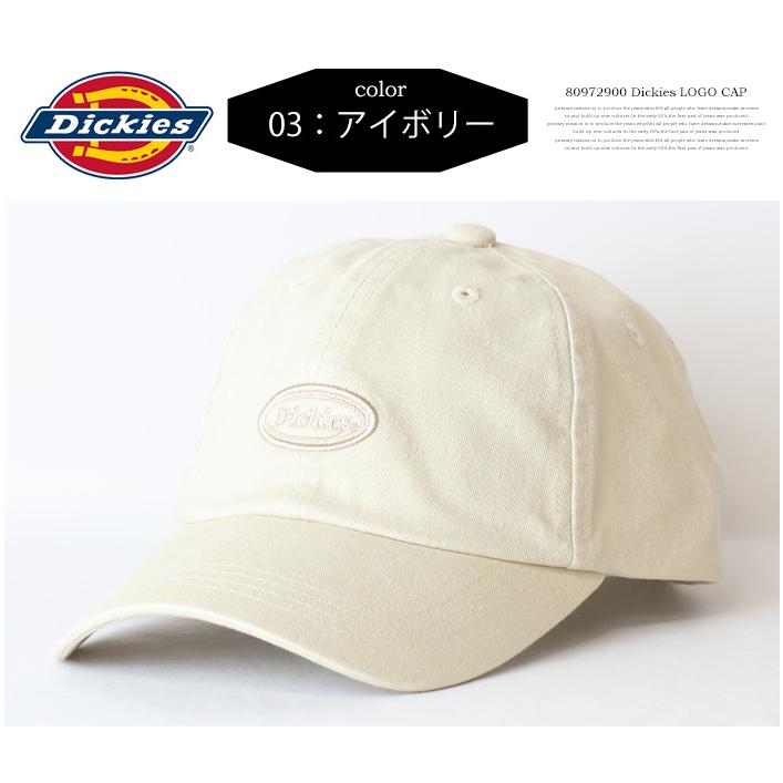 ホワイト キャップ ロゴ付き 調整可能 Dickies（ディッキーズ） ロゴ刺繍 ピグメント加工 ベースボール