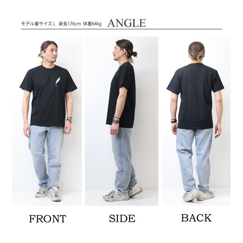Acoustic（アコースティック） プリント 半袖Tシャツ フェザー 半T
