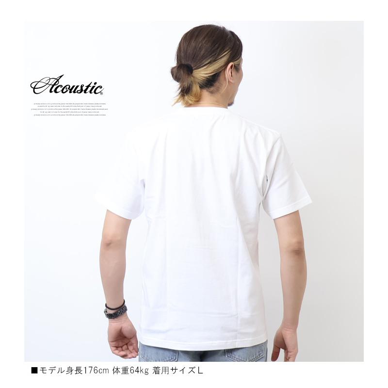 Acoustic（アコースティック） プリント 半袖Tシャツ フェザー 半T