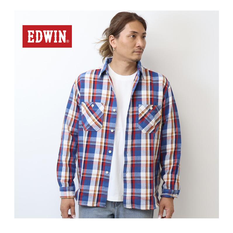 EDWIN（エドウィン） チェック ワークシャツ チェックシャツ 長袖