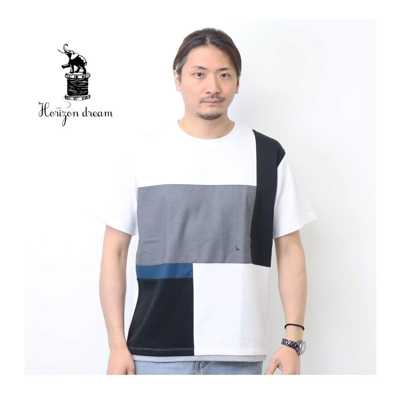 HORIZON DREAM ホライズンドリーム ブロック切り替え 半袖Tシャツ 半T