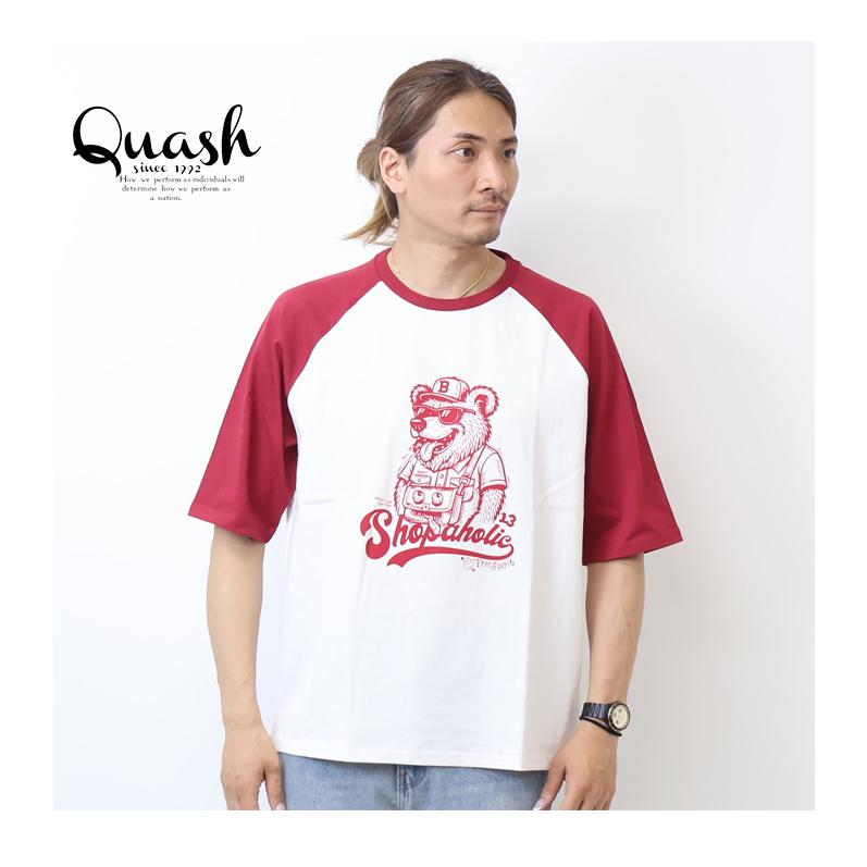 Quash（クアッシュ） ラグラン 5分袖 プリントTシャツ 半端袖 メンズ