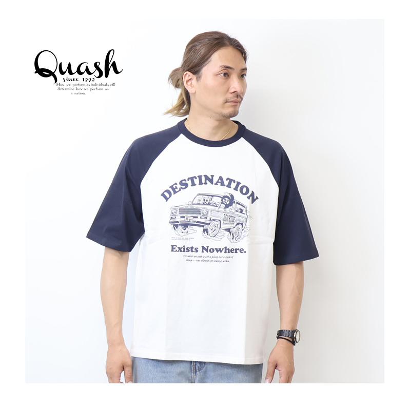 Quash（クアッシュ） ラグラン 5分袖 プリントTシャツ 半端袖 メンズ