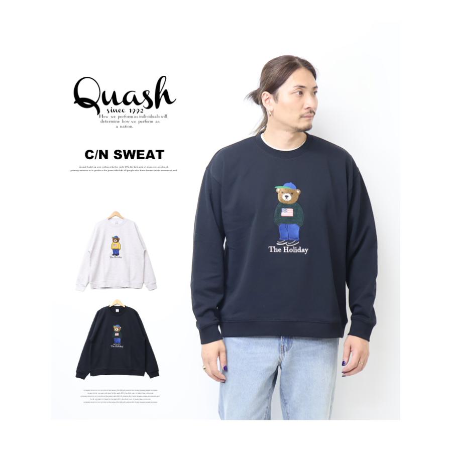 Quash（クアッシュ） クマ刺繍 スウェットシャツ 裏毛 トレーナー