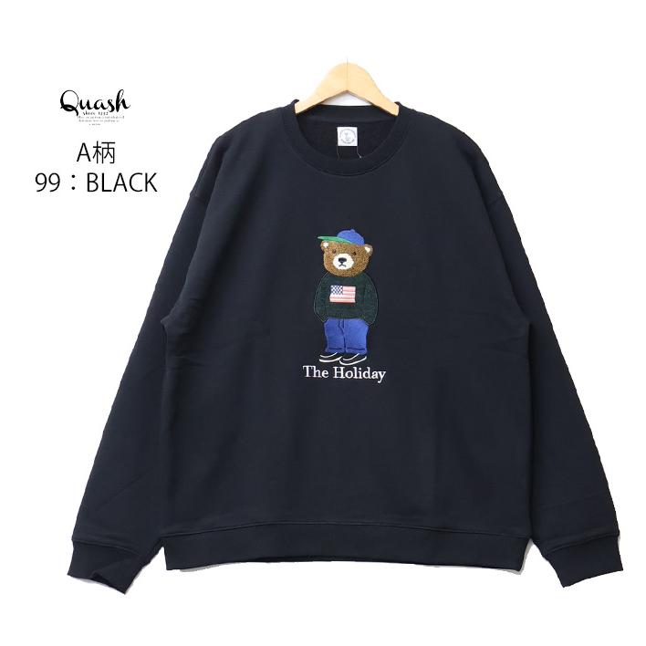 Quash（クアッシュ） クマ刺繍 スウェットシャツ 裏毛 トレーナー