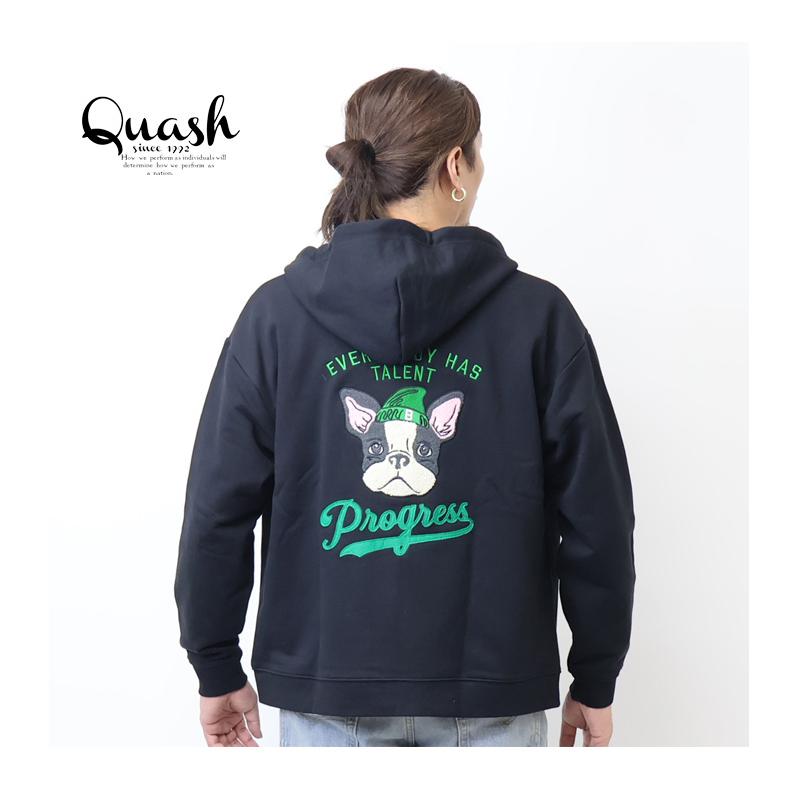 Quash クアッシュ イヌサガラ刺繍 スウェットジップパーカー 裏毛