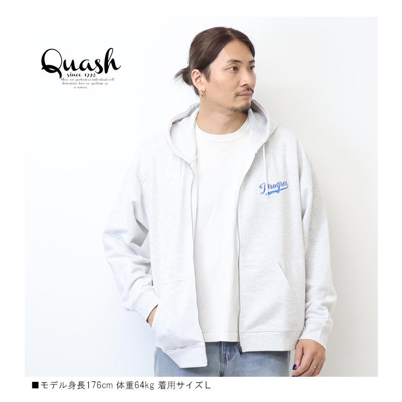 Quash クアッシュ イヌサガラ刺繍 スウェットジップパーカー 裏毛