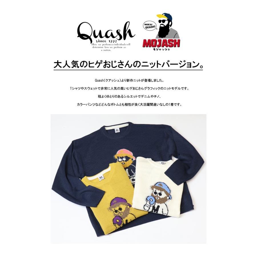 Quash（クアッシュ） ヒゲおじさんキャラ クルーネックニット セーター