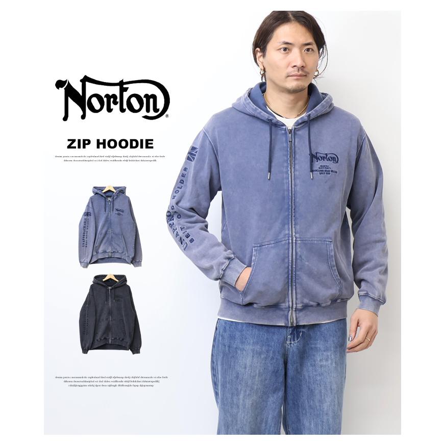 ノートン（NORTON） ヴィンテージ加工 刺繍 スウェットジップパーカー